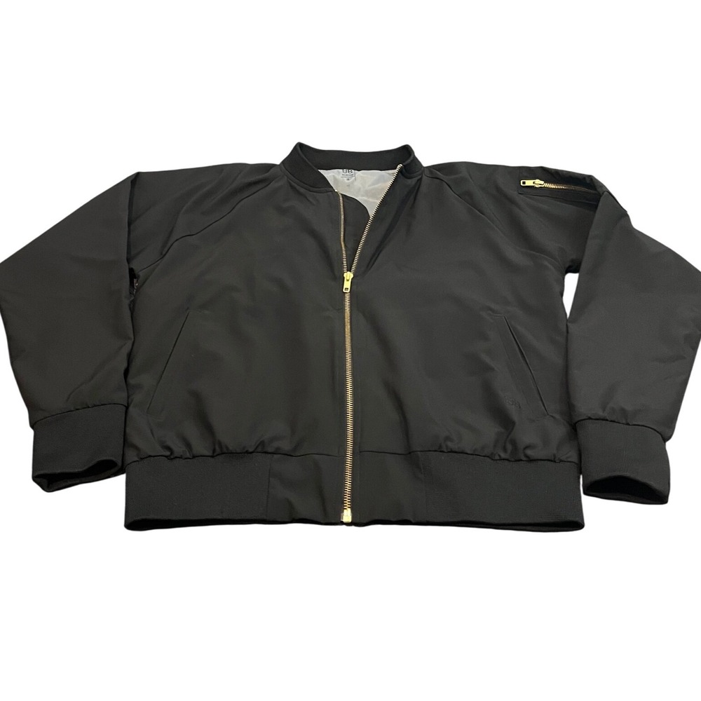 Albion Bomber Jacket Womens M Black Gold Zip Lightweight Utility Athleisure